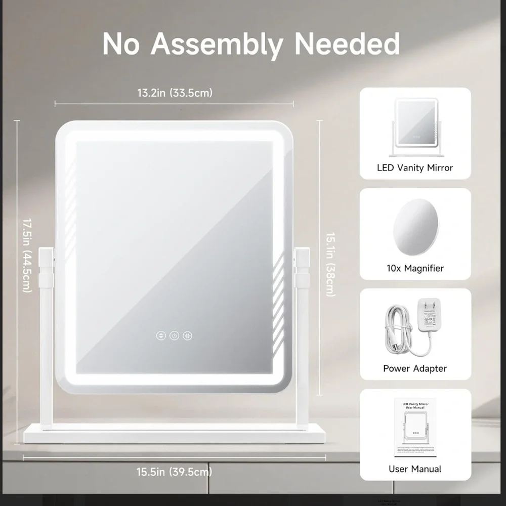 LED Lighted Vanity Mirror with Phone Holder - White